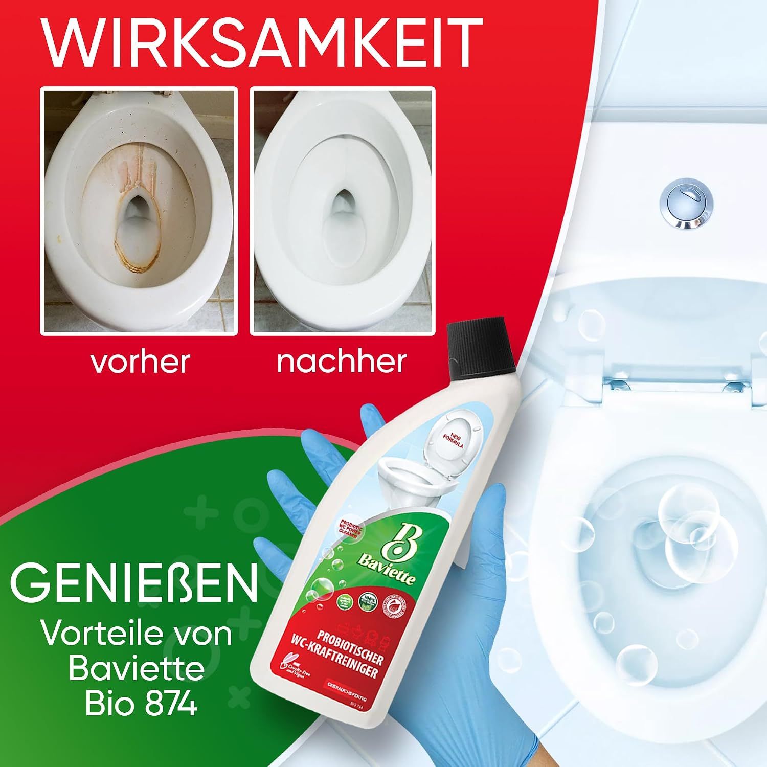 Baviette ProBio Clean – Mikroorganismenbasierter WC-Reiniger mit Bimsstein