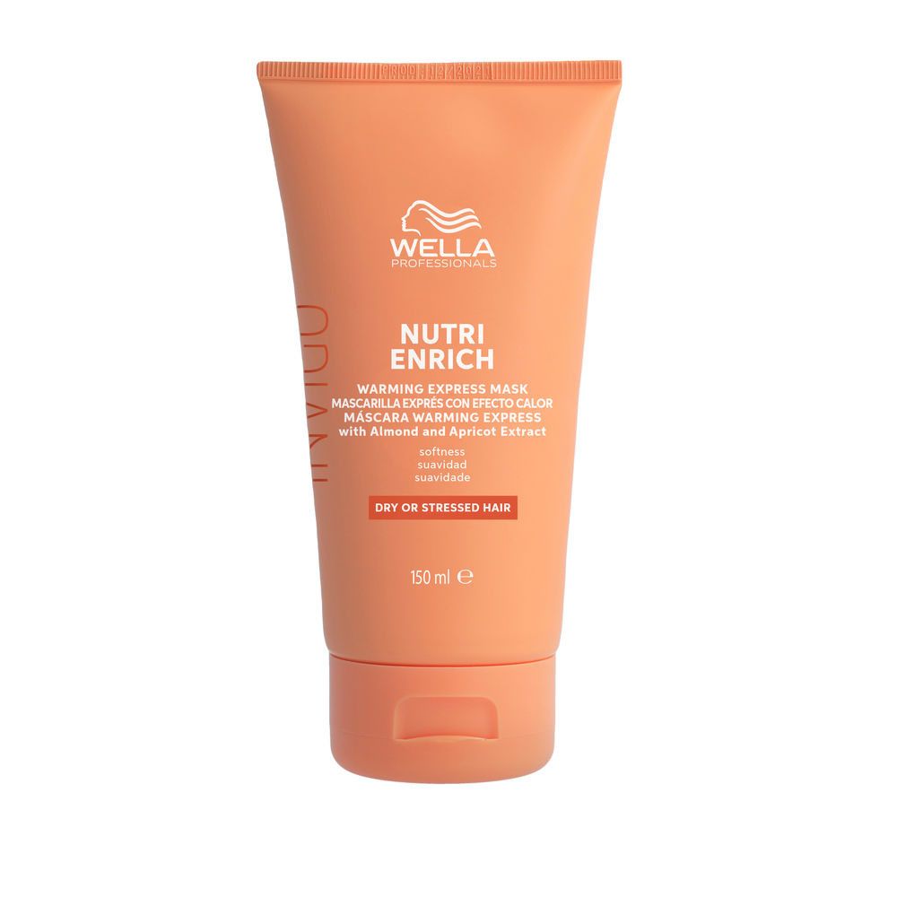 Orangefarbene Tube mit weißem Logo und Schriftzug. Enthält "Nutri Enrich" und "Warming Express Mask".