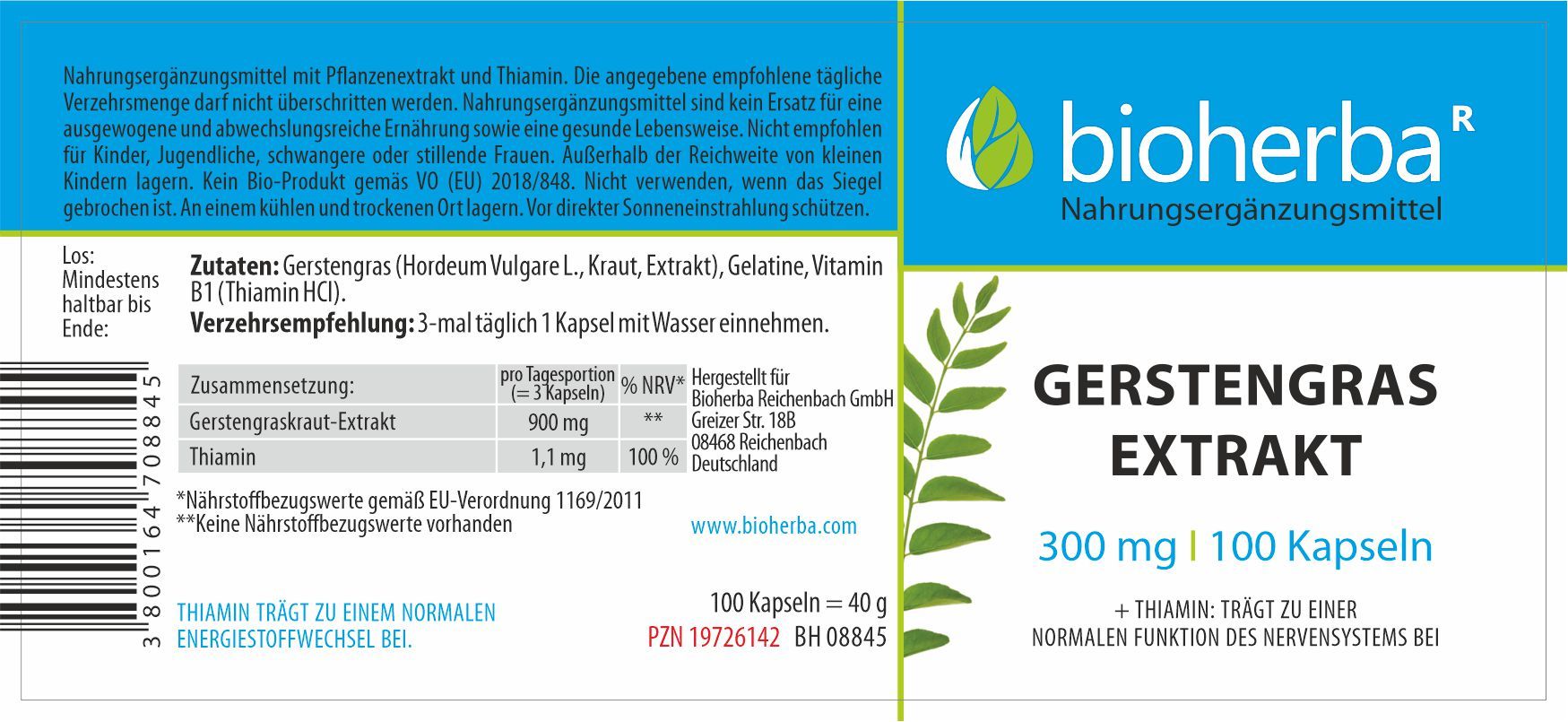 Bioherba Gerstengras Extrakt Kapseln