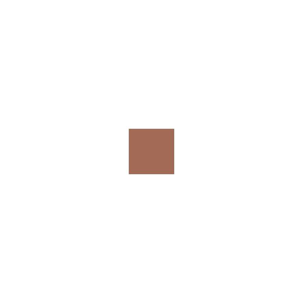 Quadratische Probe eines Foundation-Farbtons. Braune Farbe auf weißem Hintergrund.