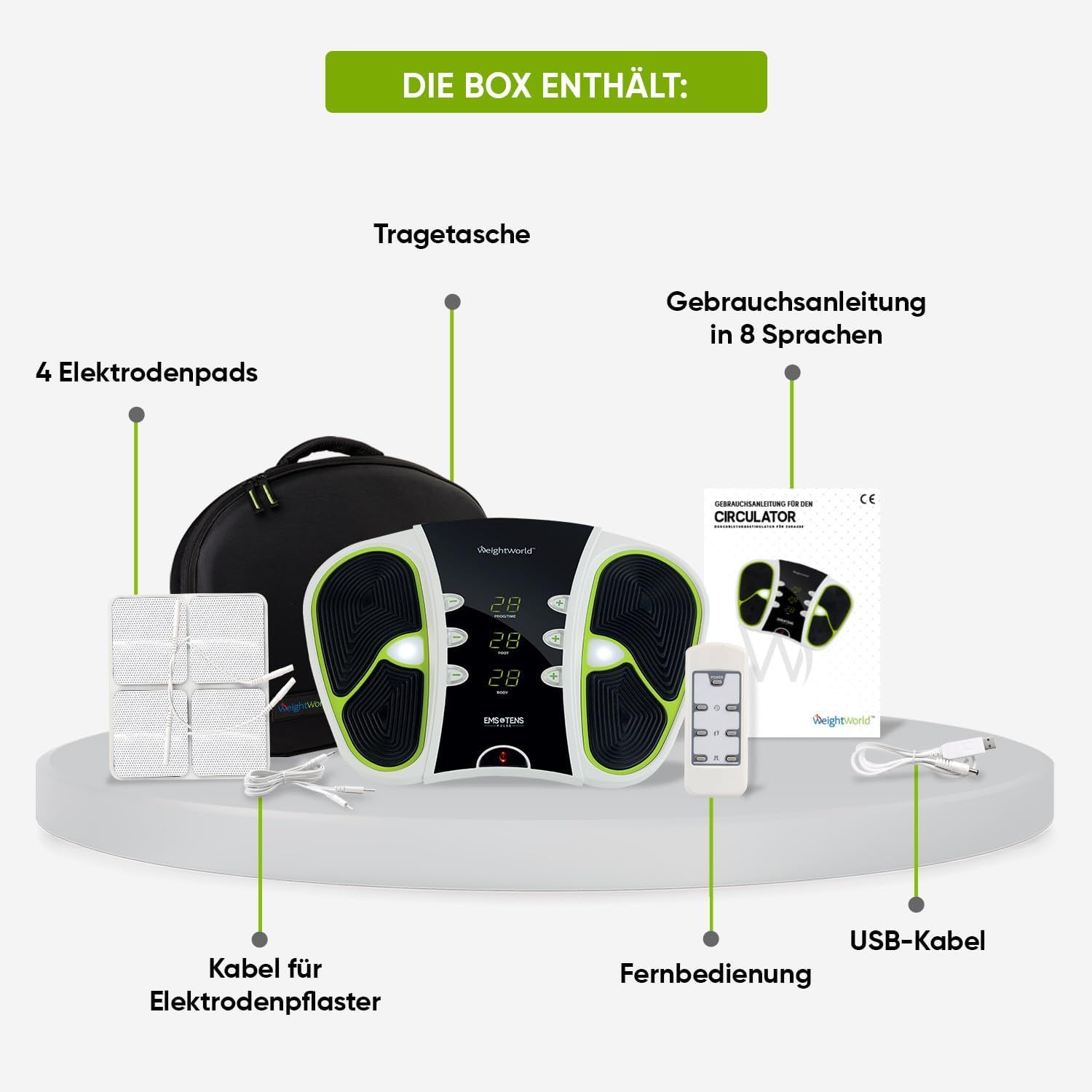 WeightWorld Fußmassagegerät mit EMS & TENS Technologie