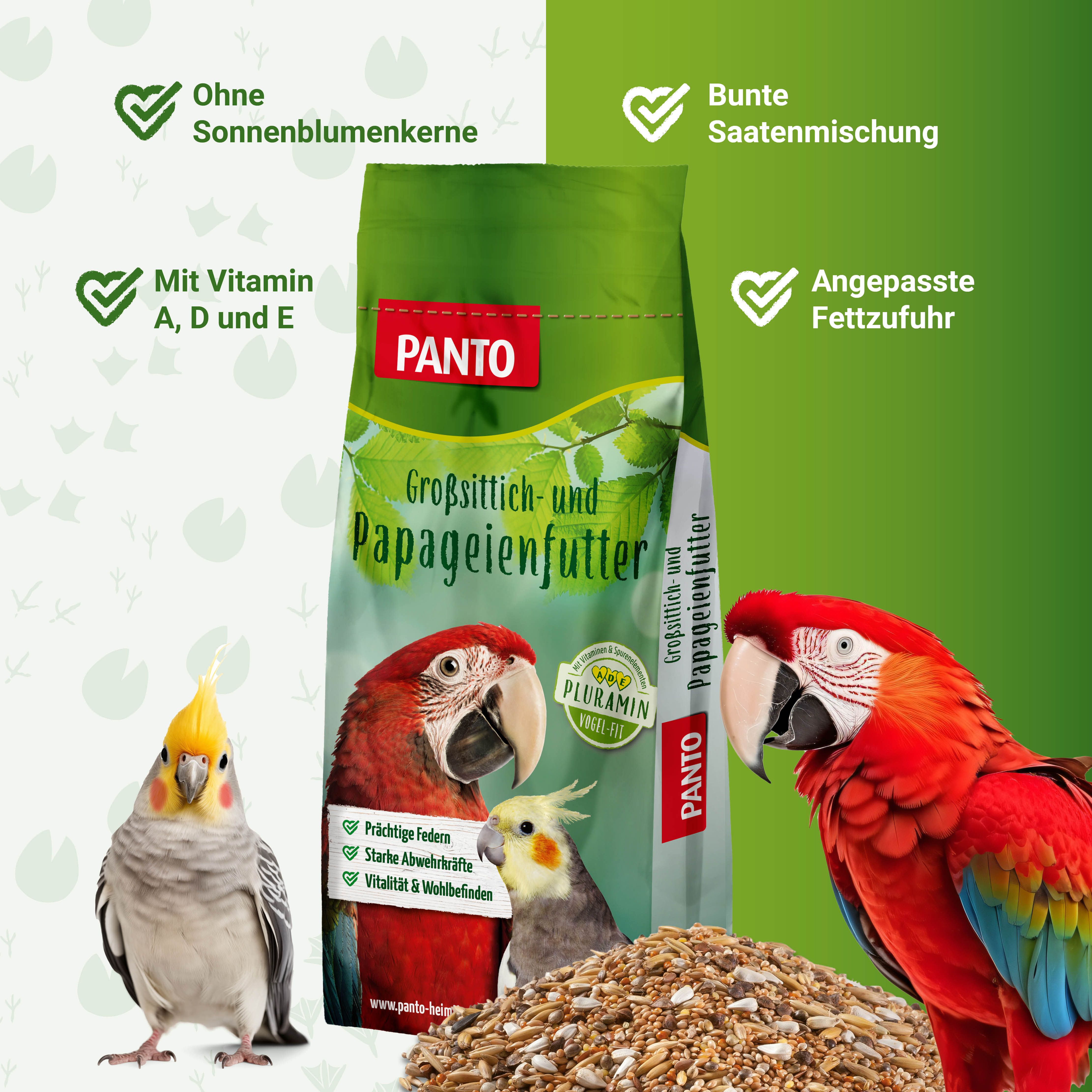 PANTO® Großsittichfutter Spezial mit Pluramin® (ohne Sonnenblumenkerne)