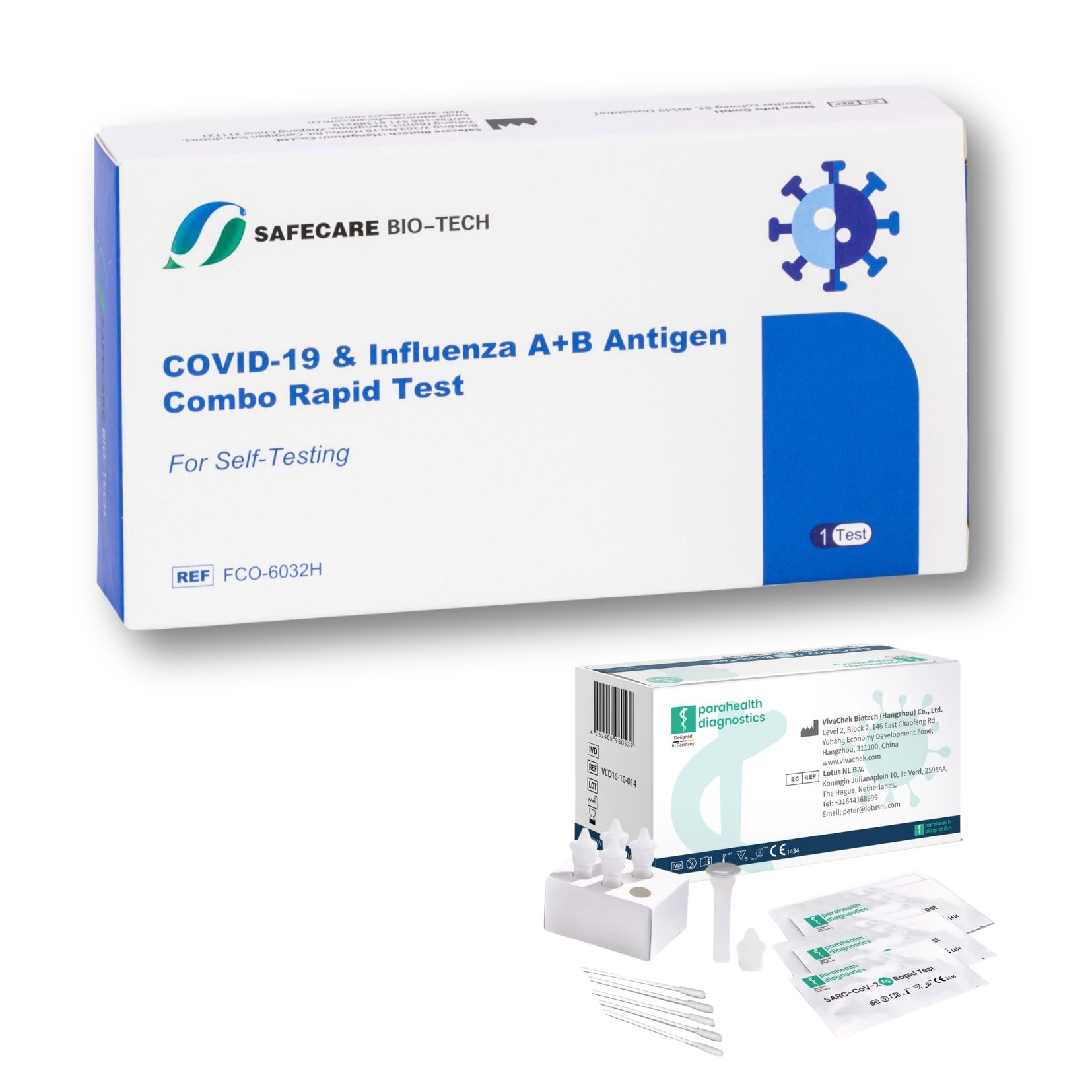 Safecare Corona & Influenza (Grippe) Kombi-Schnelltest | GRATIS parahealth Corona Tests