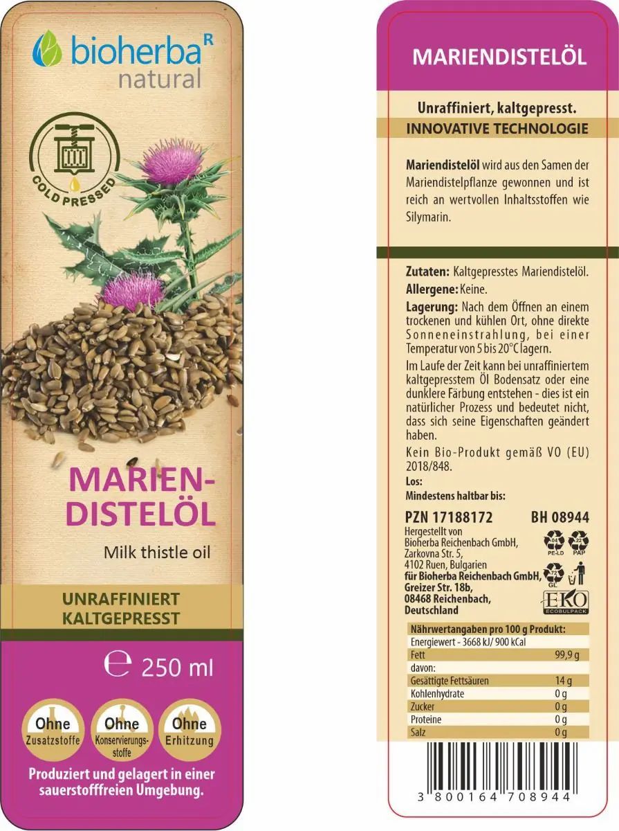 Bioherba Mariendistelöl Bio - kaltgepresst  unraffiniert