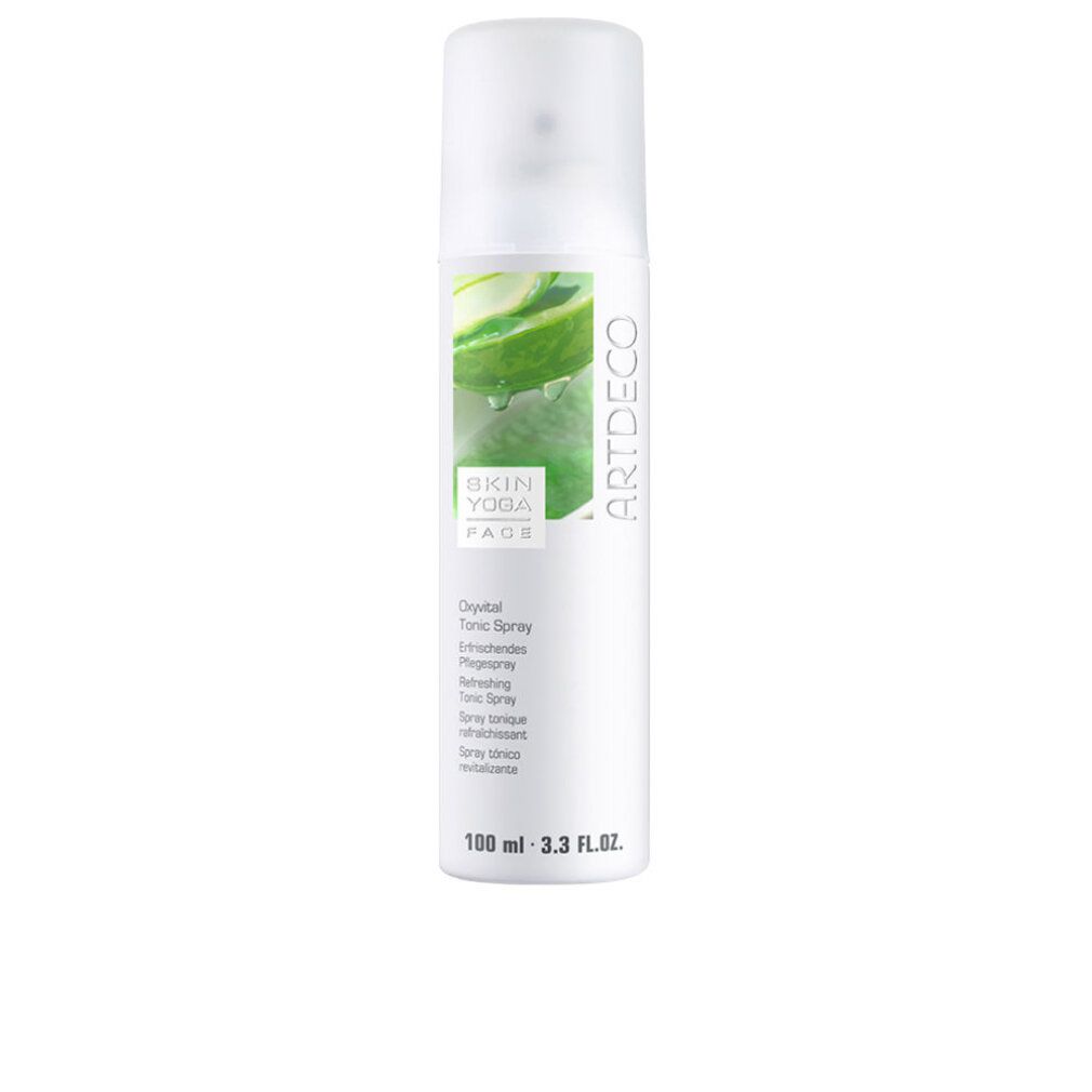 Artdeco Haut Yoga Face Oxyvital Tonic Spray in weißer Sprühflasche mit Aloe-Vera-Motiv.