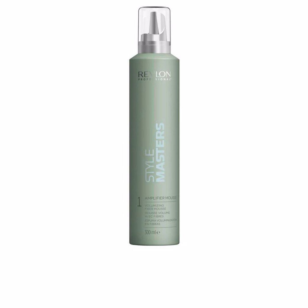 Grüne Flasche mit Sprühkopf. Aufschrift: Revlon Professional, Style Masters, Amplifier Mousse. Volumenangabe: 300ml.