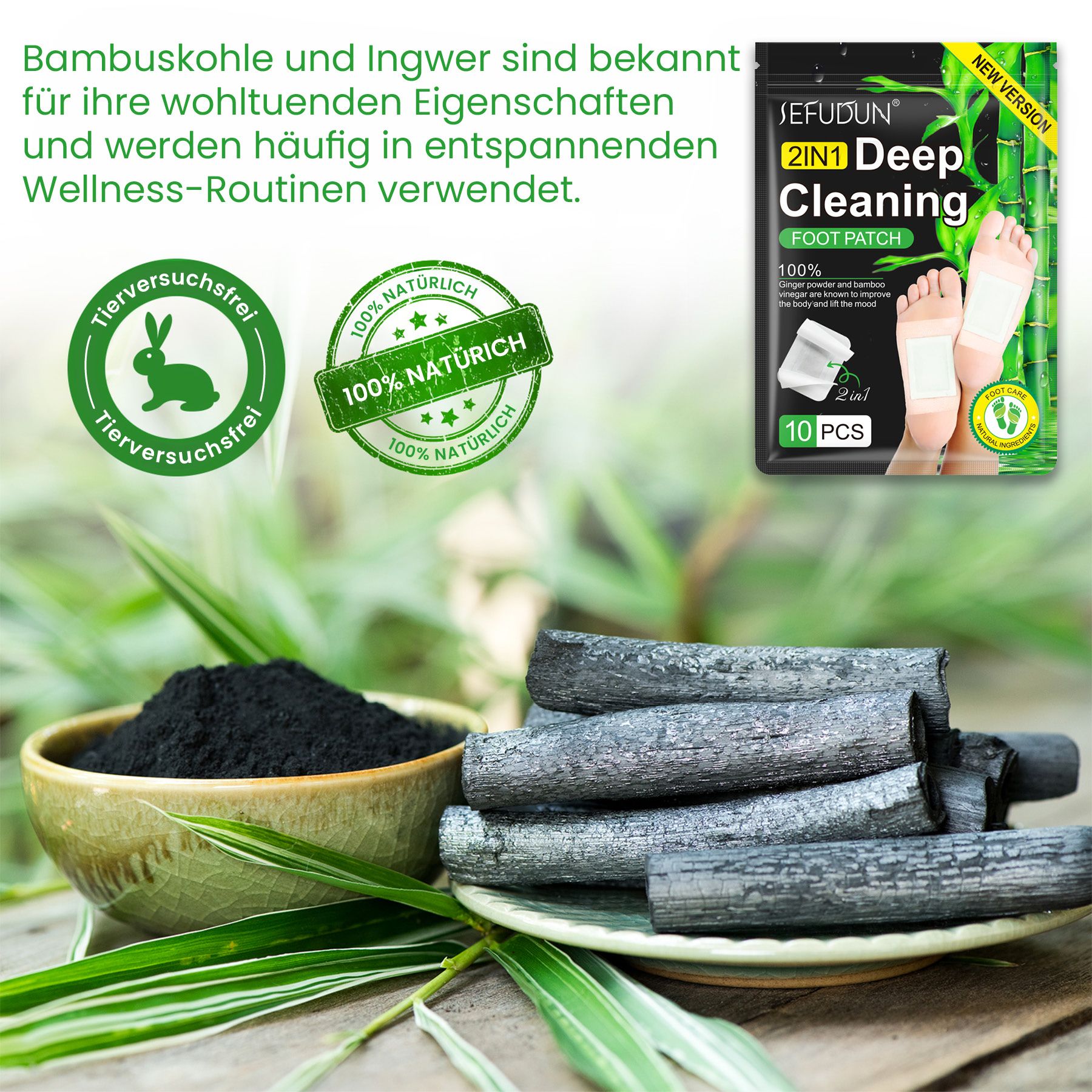 Aliver Detox Entgiftungspflaster mit Bambusessig Ingwerpulver Holzessig