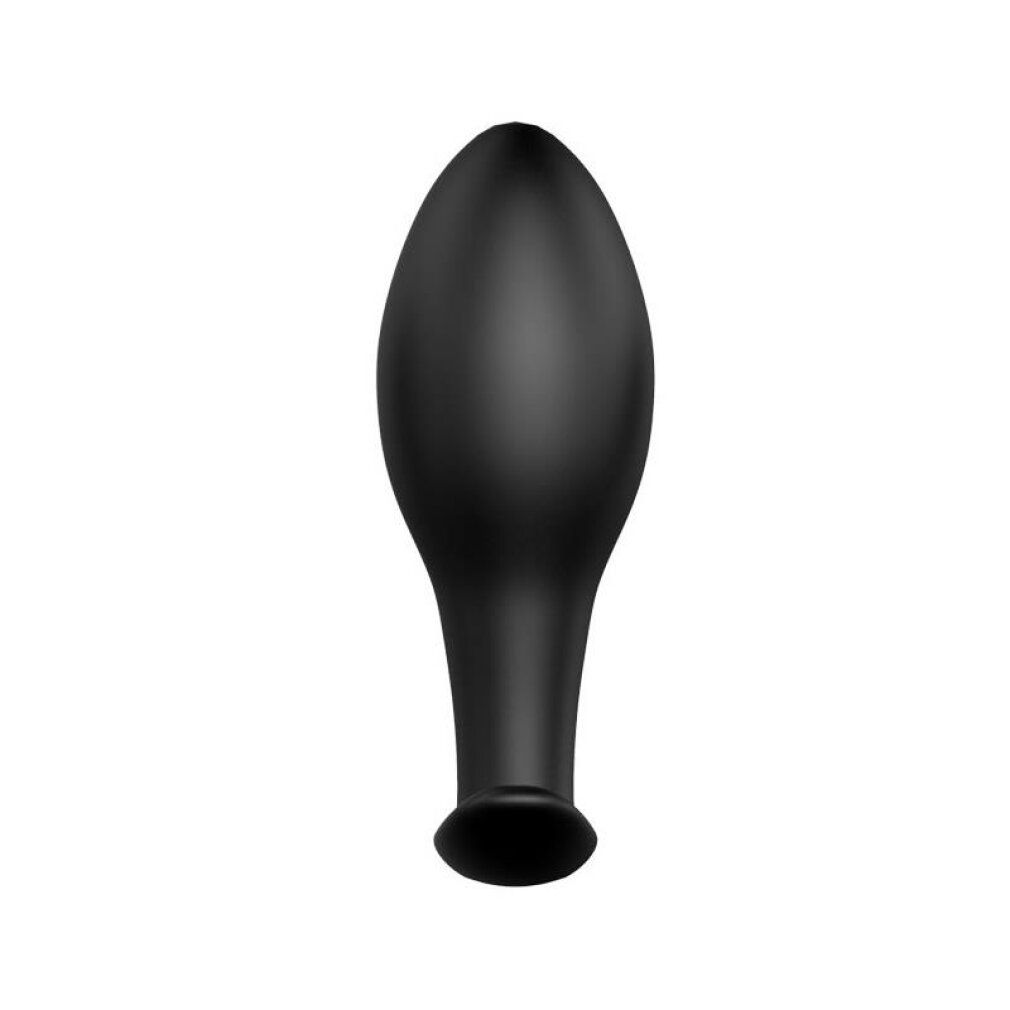 Schwarzer Anus-Plug mit tropfenförmigem Kopf und zylindrischem Schaft. Glatte Oberfläche.