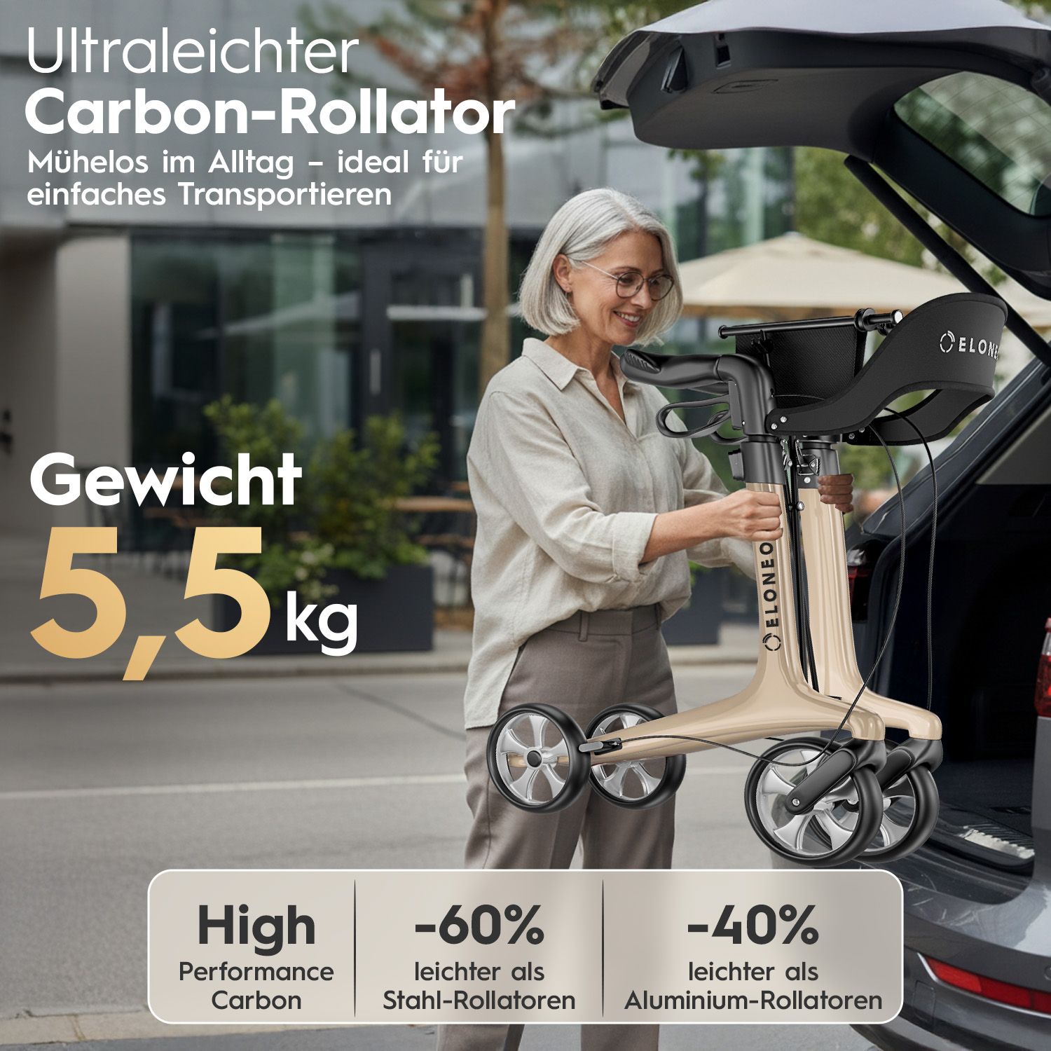 ELONEO Carbon Rollator - L