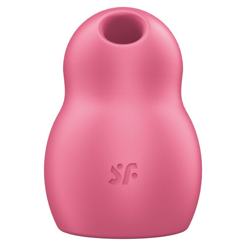 Pinker Vibrator in Matroschka-Form mit einer Öffnung oben und einem Logo an der Seite.