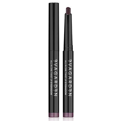 Zwei schwarze Stifte mit lila Spitze. Aufschrift: Eva Garden All in One Twist Up Eyeshadow.