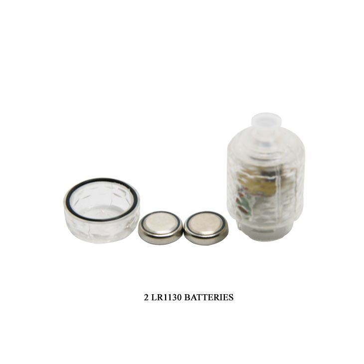 Transparente Batteriehalterung, zwei Batterien, Deckel.