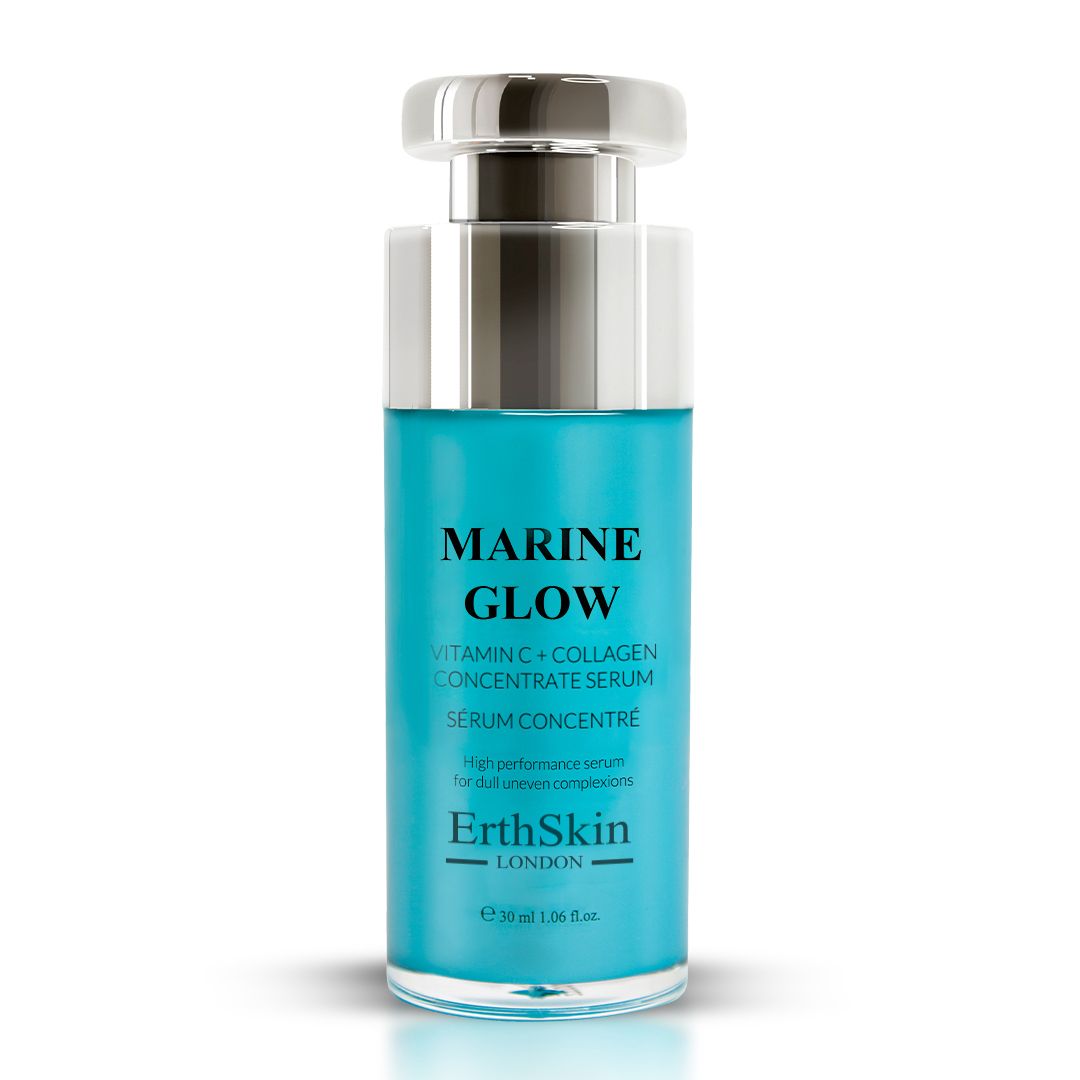 ErthSkin London Meeresglow Vitamin C + Kollagenserum Flasche.