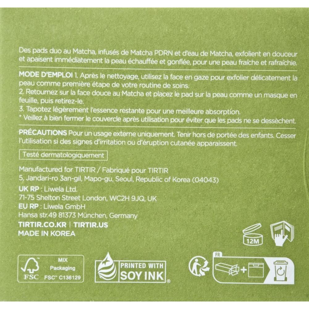 TIRTIR Matcha Tea Pads – klärende Toner-Pads mit Matcha