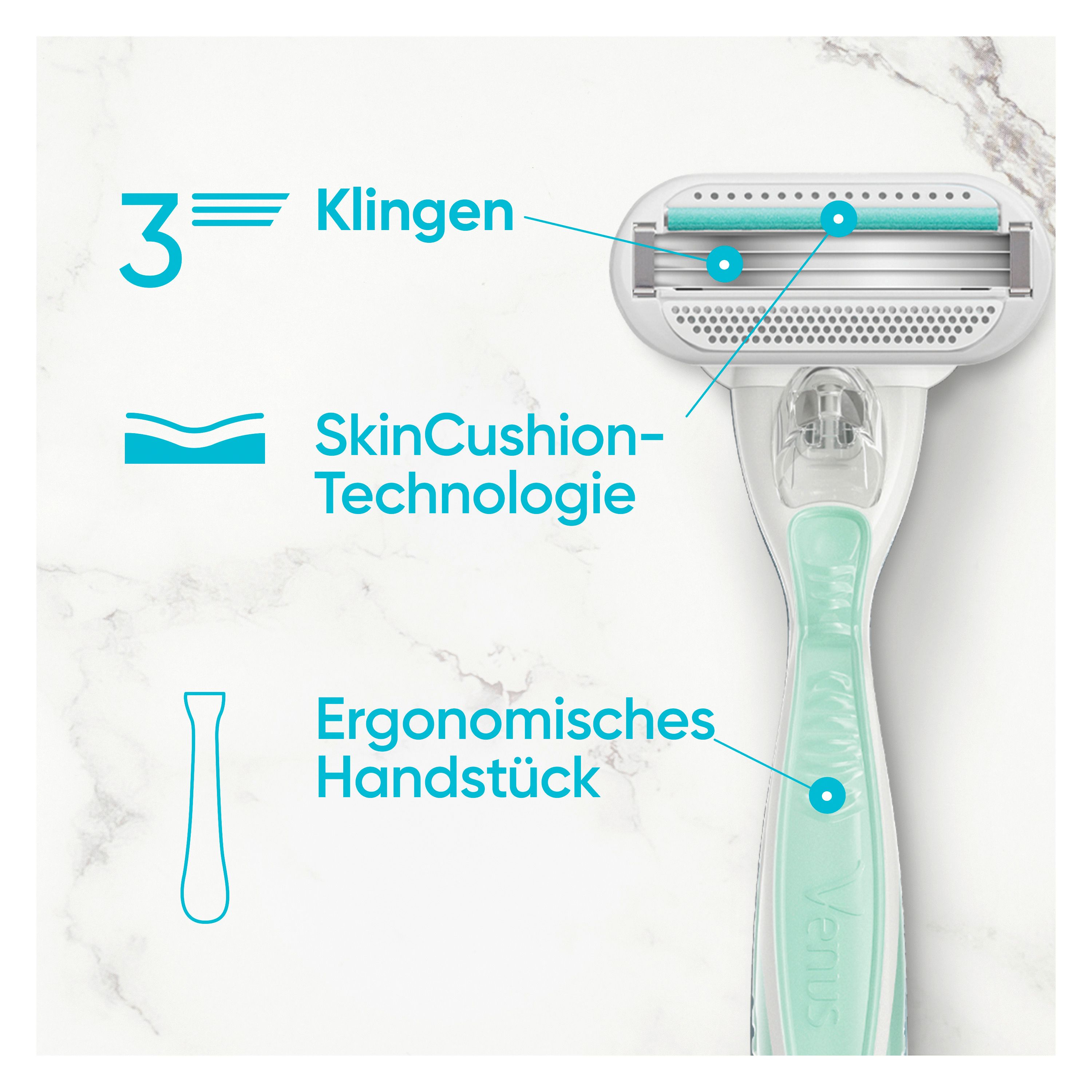 Gillette Venus - Nassrasierer "Smooth Sensitive" + 2 Rasierklingen