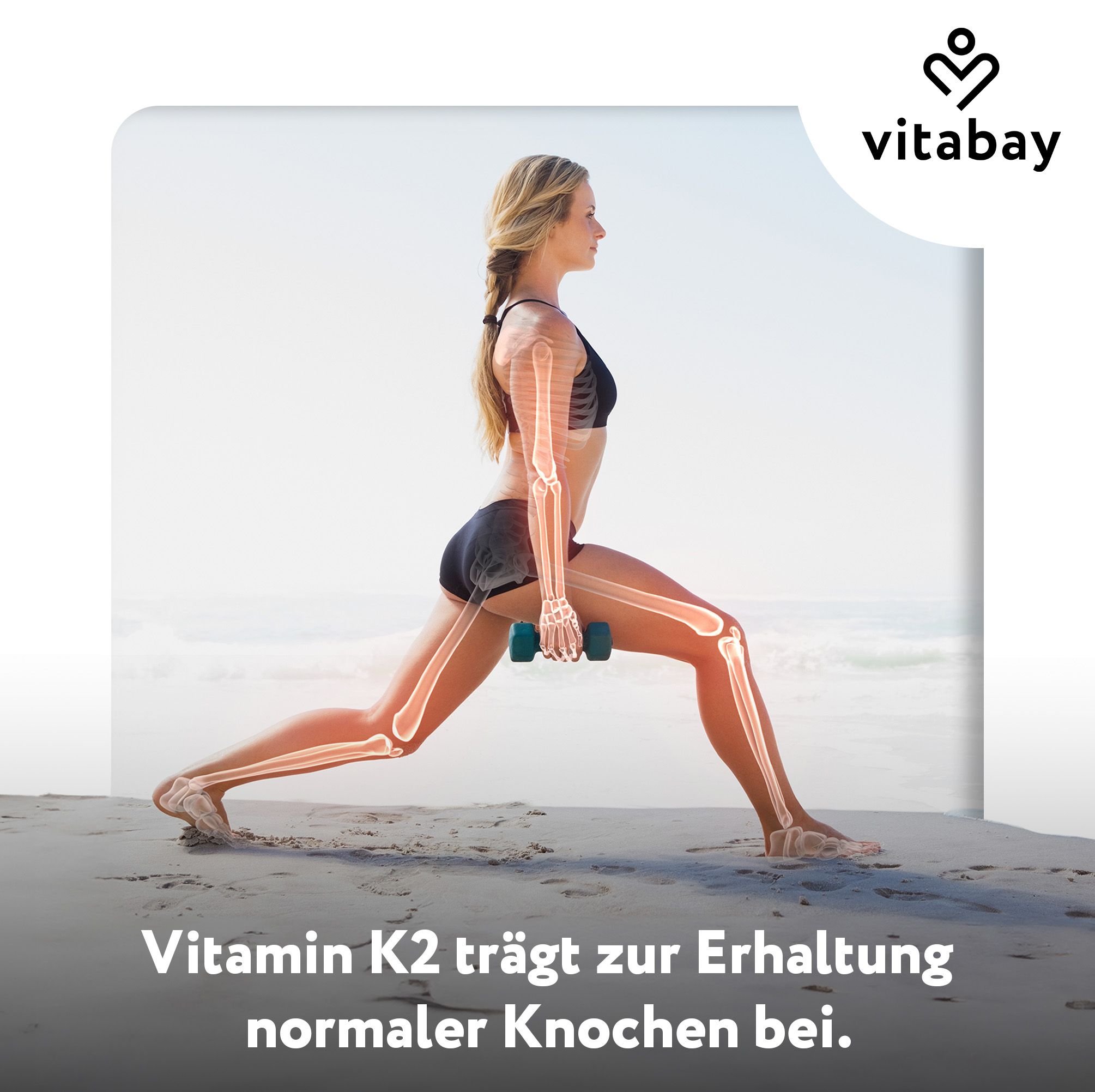 Vitabay Vitamin K2 Flasche, 90 Tabletten, 200 µg pro Portion. Täglich eine Tablette.