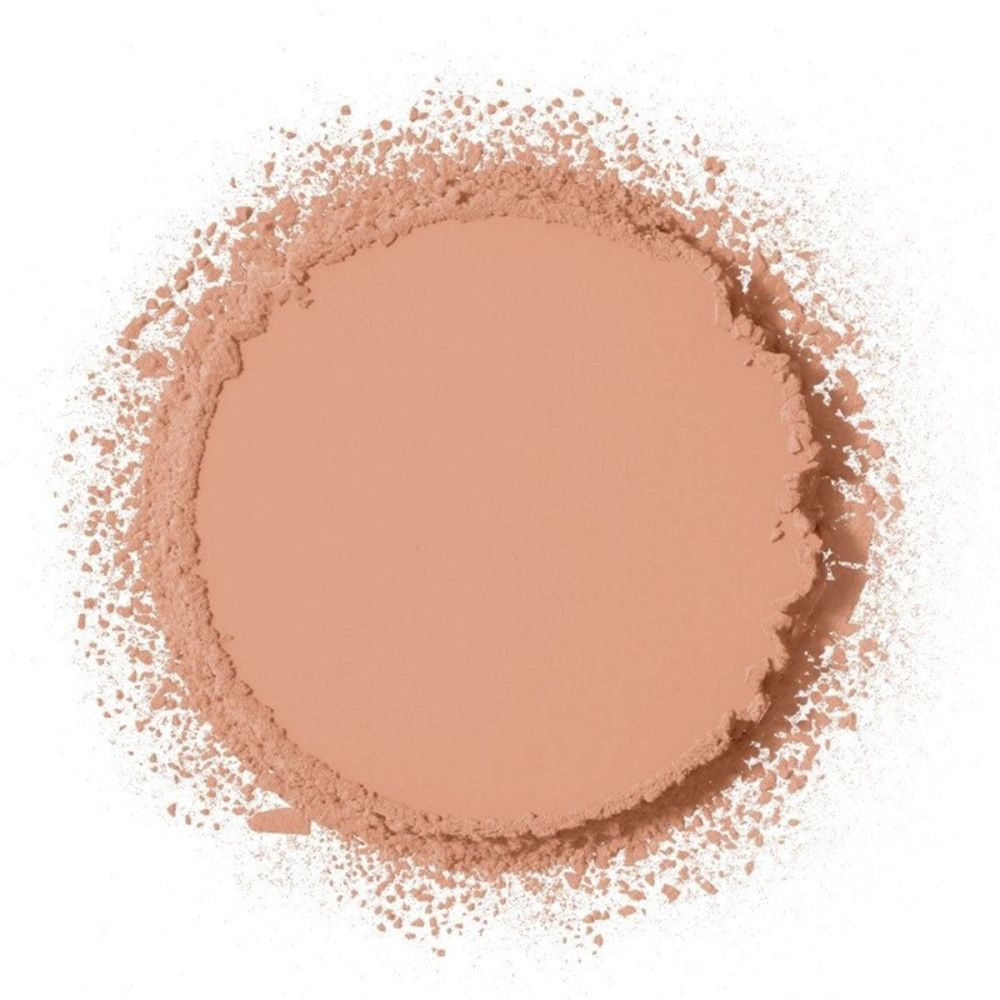 Runder, rosafarbener Puder. Puderumrandung.