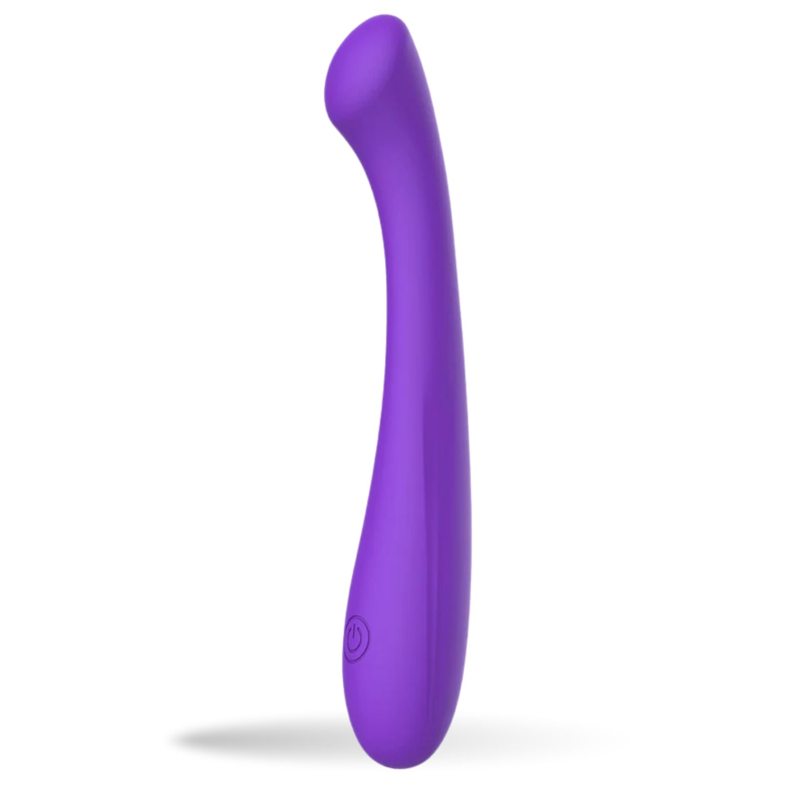 Lila Vibrator. Gebogene Form. Mit Ein-/Ausschalter.