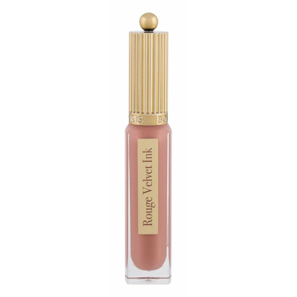 Lippentinte in einer transparenten Flasche. Goldfarbener Deckel mit geriffelter Oberfläche. Aufschrift: Rouge Velvet Ink.