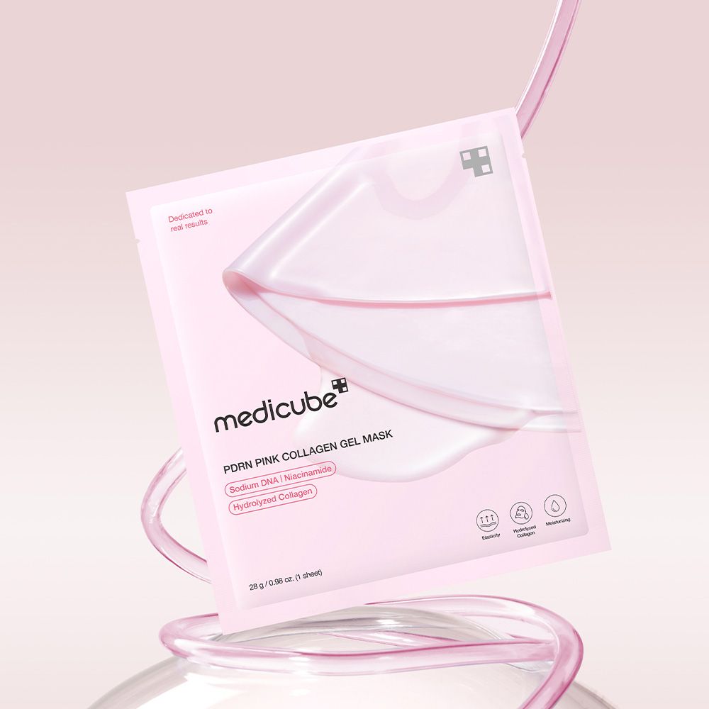 Packung Medicube PDRN Pink Collagen Gel Mask mit Sodium DNA und Hydrolyzed Collagen.