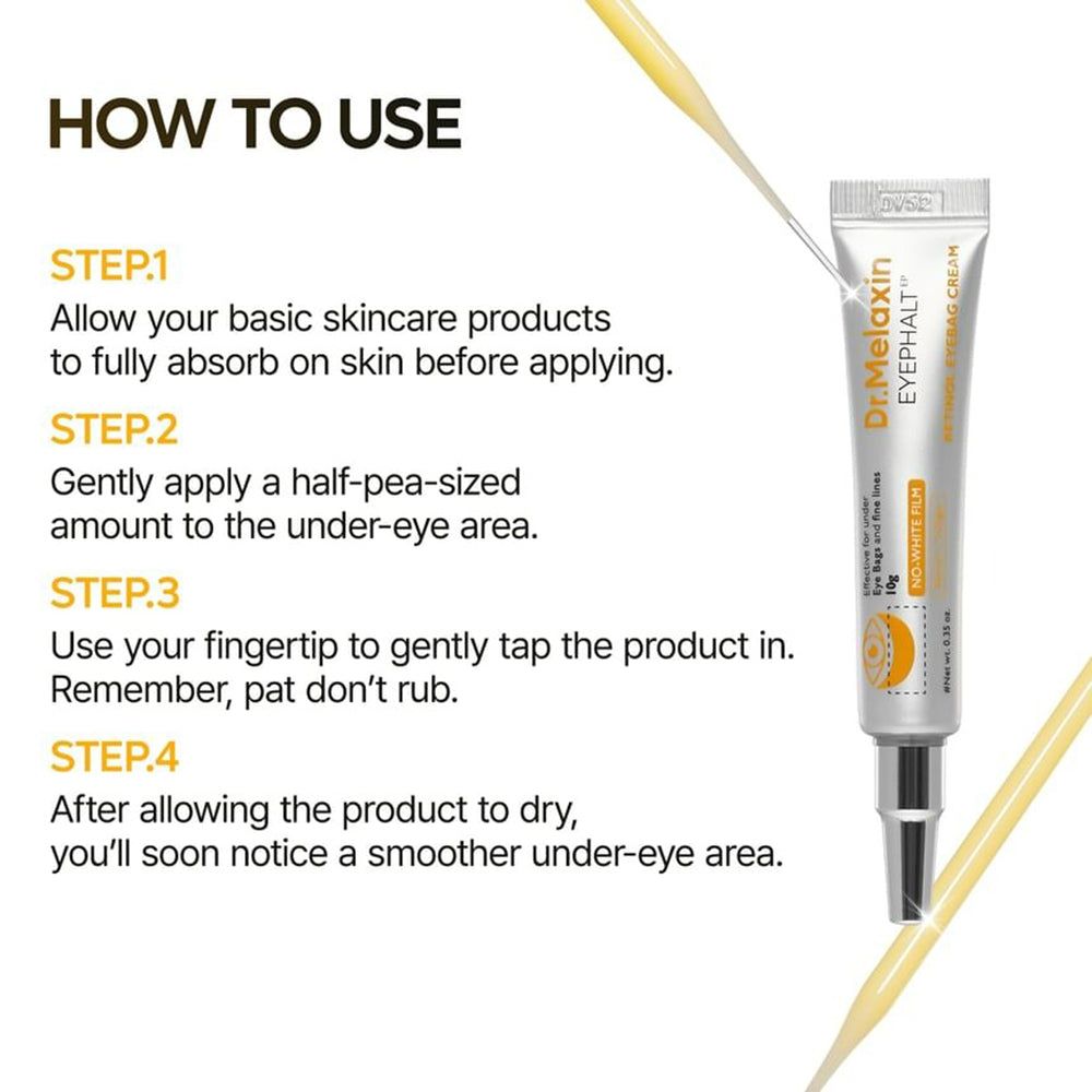 Anwendungshinweise für Dr. Melaxin Retinol Augenpflegecreme.