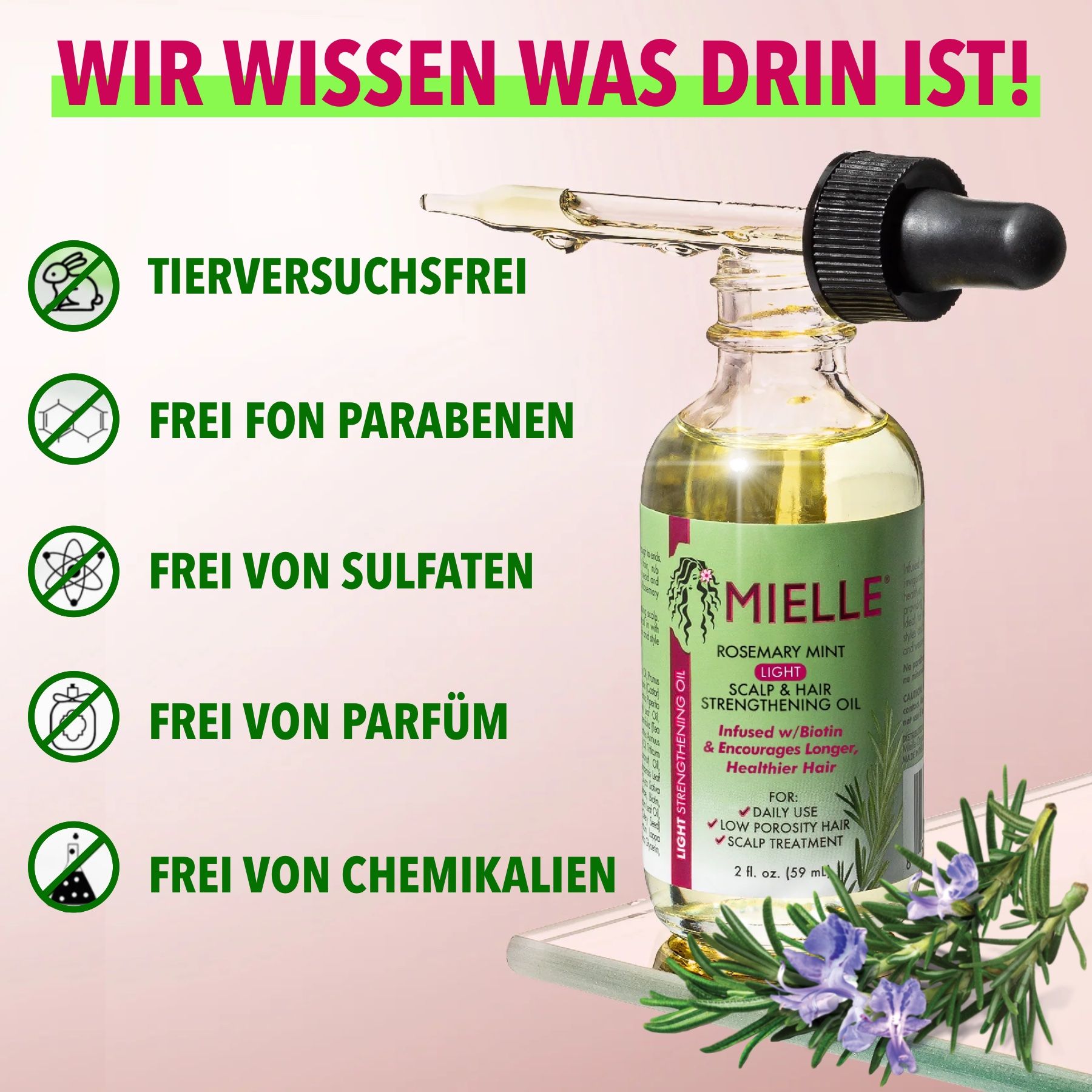 Mielle Organics Rosmarinöl Haaröl Light für Haarwachtstum