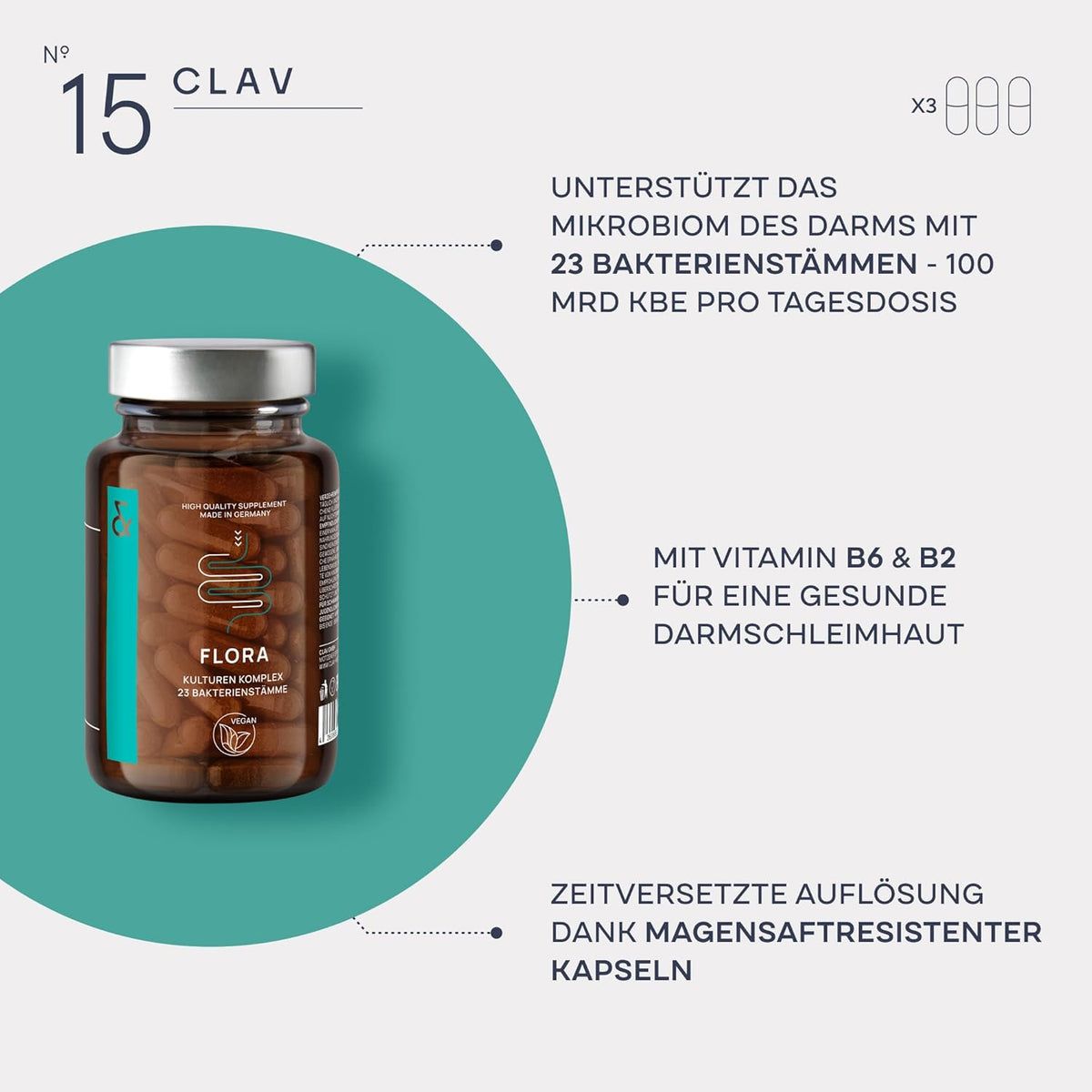 Clav N°15 FLORA mit 23 Bakterienkulturen