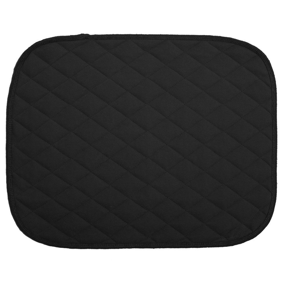 Schwarze Sitzauflage mit Antirutsch-Noppen. Quadratische Form mit abgerundeten Ecken. Gesteppte Oberfläche.