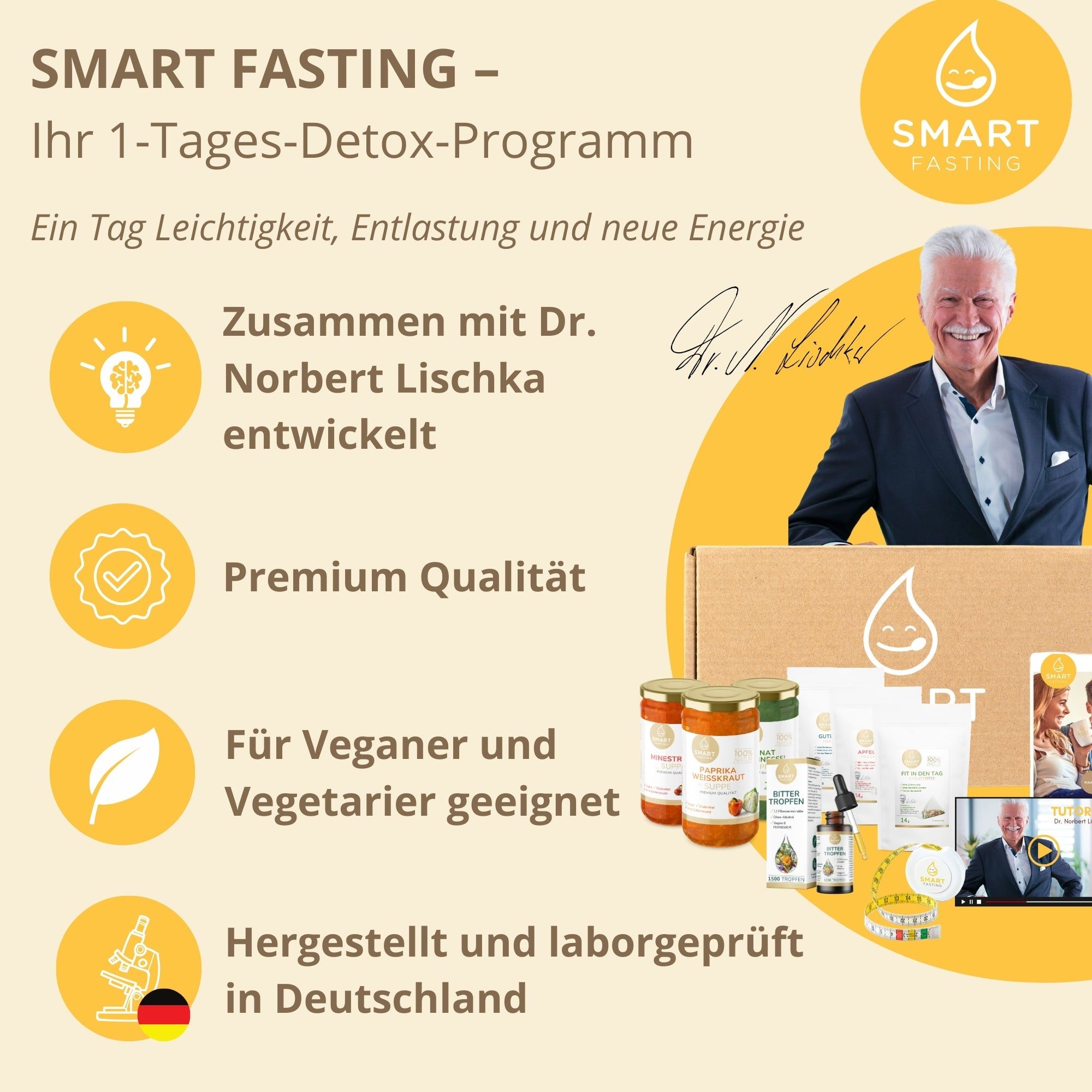 Smart Fasting®  1-Tages-Detox-Kur - DETOX ONE - vegan, natürlich - Fasten nach Buchinger