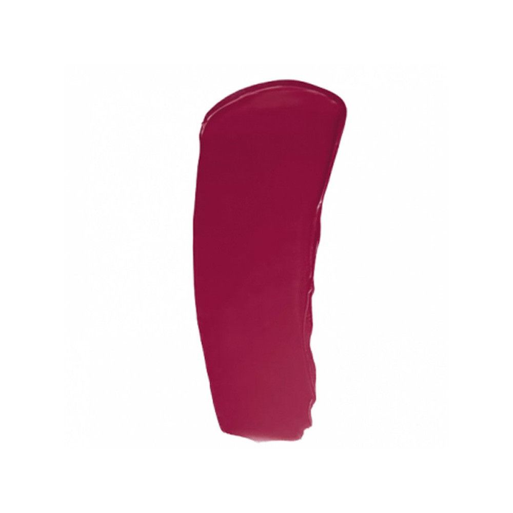 Farbprobe eines Lippenstifts in Magenta. Glatte Textur, längliche Form.