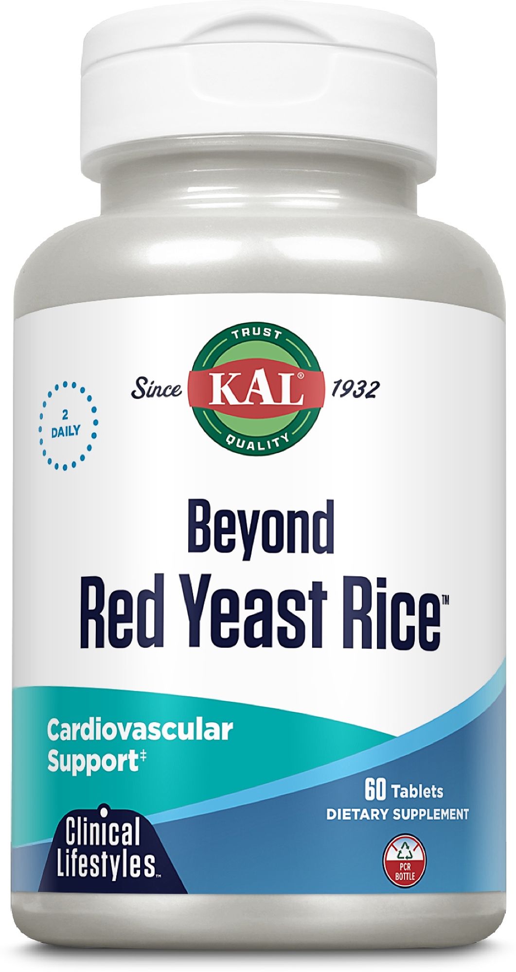 KAL Beyond Red Yeast Rice Flasche mit 60 Tabletten für Herz-Kreislauf-Unterstützung.