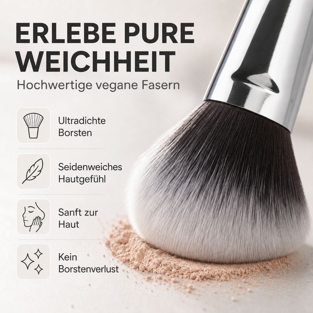 Hochwertige vegane Fasern für Kosmetikpinsel: ultradicht, seidig, hautfreundlich.