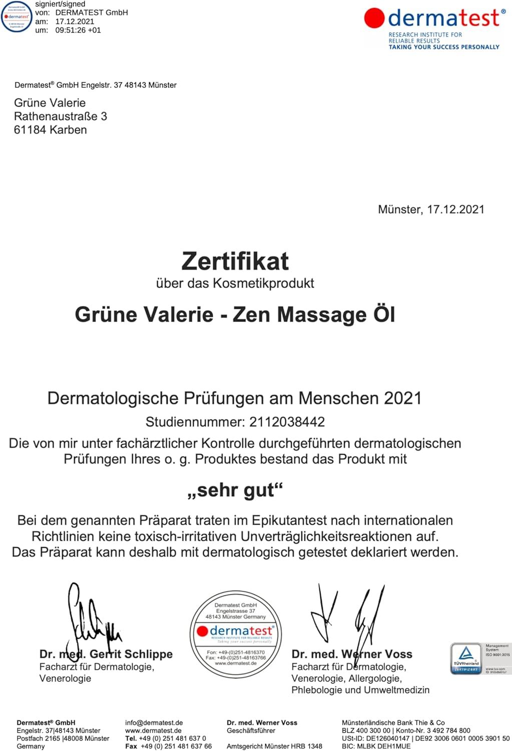 GRÜNE VALERIE Zen - Massageöl