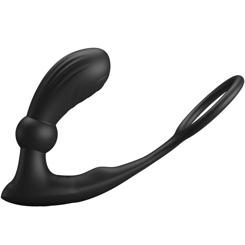 Schwarzer Analring-Vibrator, Vorderansicht mit Maßen: 170mm Länge, 44mm Ringdurchmesser.