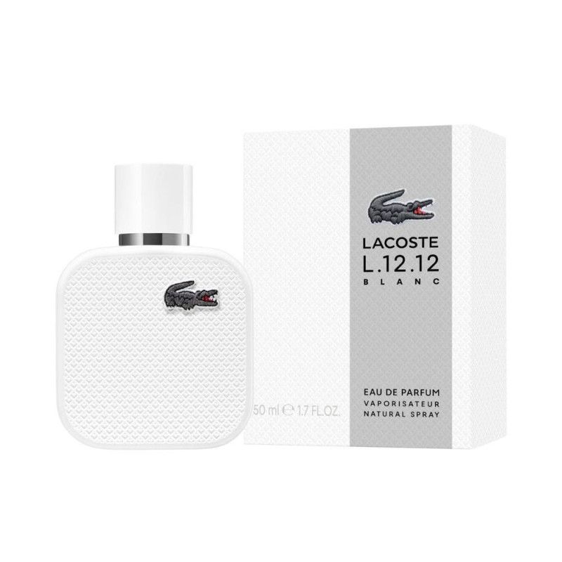 Lacoste L.12.12 Blanc Eau de Parfum Flakon und Verpackung.