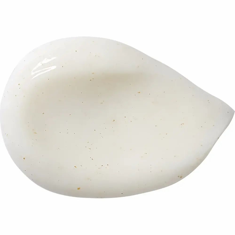 Serumflasche mit goldenem Deckel. Text: Gold Caviar Serum. Marke: SKINFOOD. Hintergrund: Text und Produktinformationen.