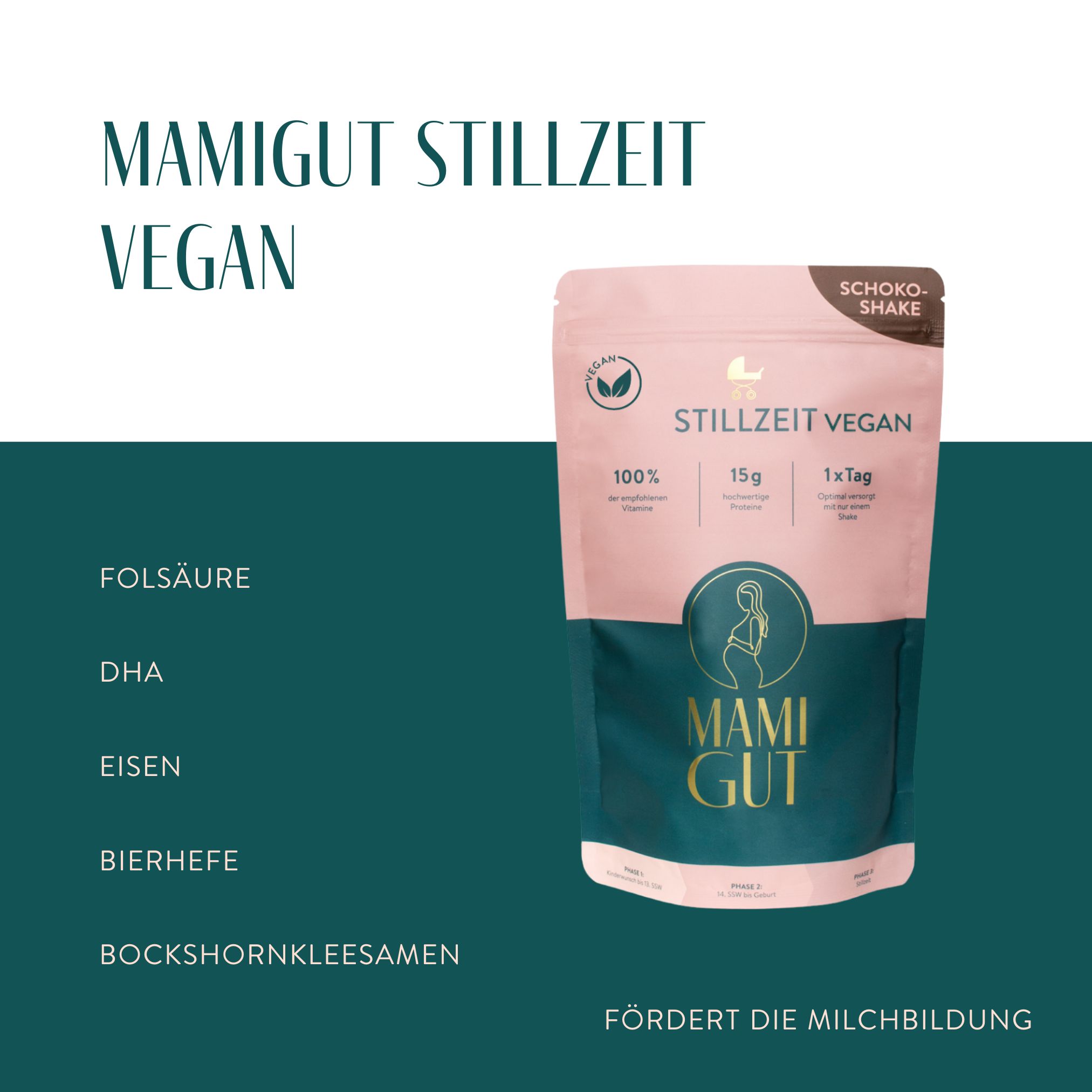 MamiGut Stillzeit Vegan Monatspaket + Shaker, Schoko