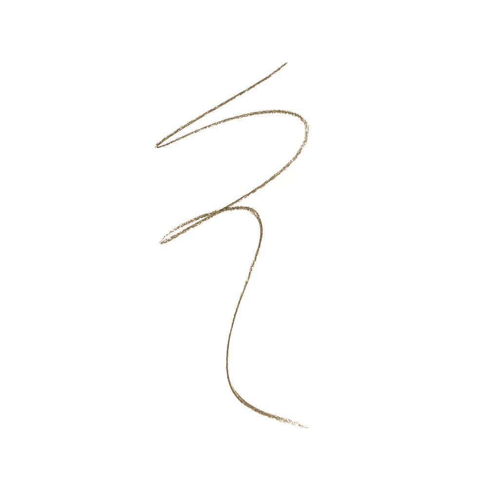 Braune Strichzeichnung auf weißem Hintergrund. Darstellung einer geschwungenen Linie.