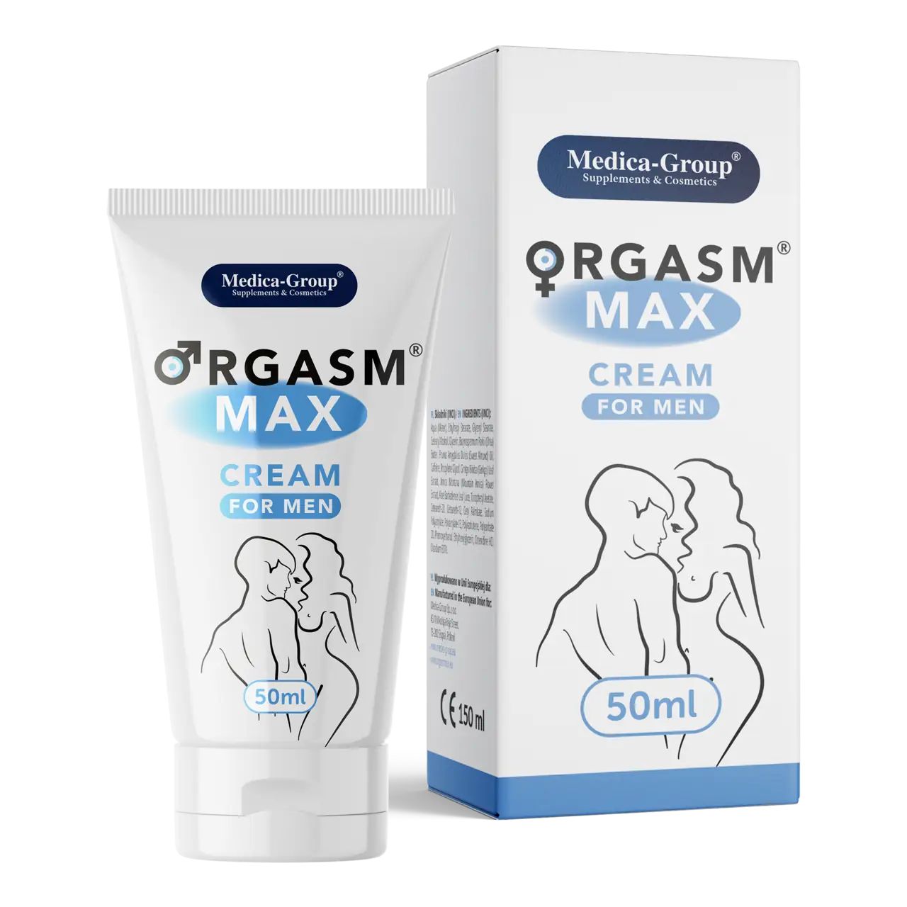 Medica-Group Orgasm Max Creme für Männer, 50ml Tube und Karton.