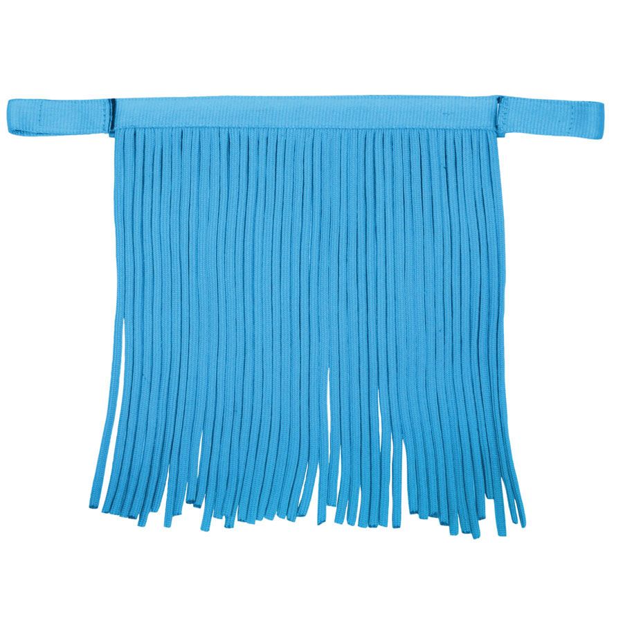 Fliegenfransenschutz Salon, Gr. Pony, hellblau. Mit Fransen und Befestigungsriemen.