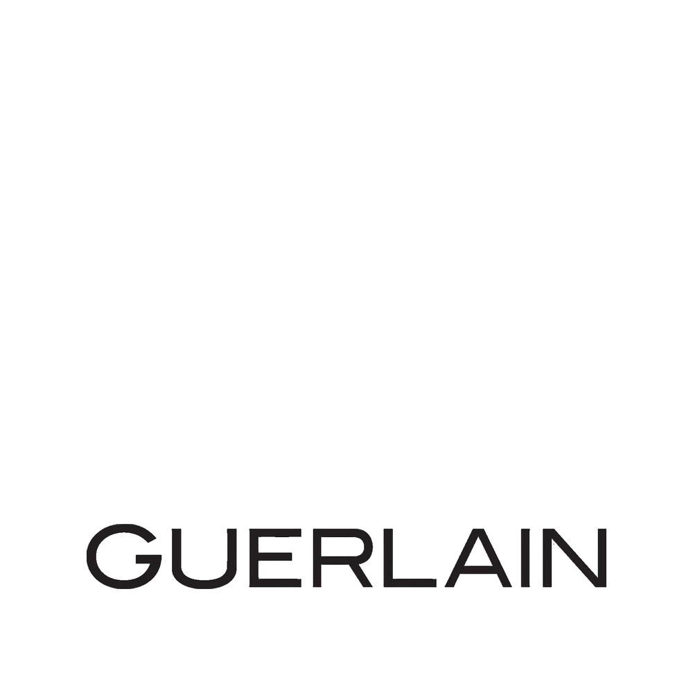 Logo GUERLAIN, schwarze Schrift auf weißem Hintergrund.