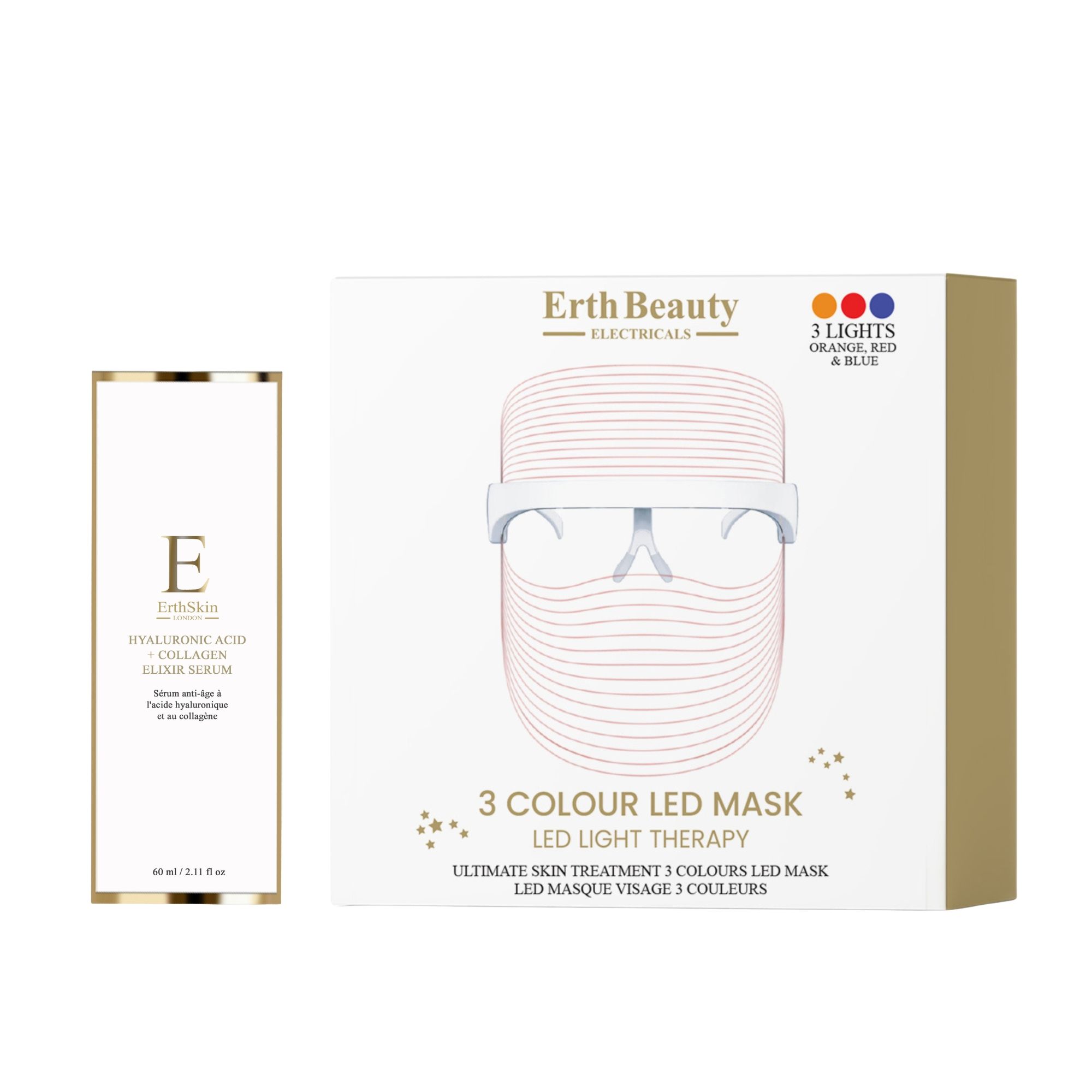 ErthSkin London LED Maske 3 Farben Duo Hyaluron Kollagen