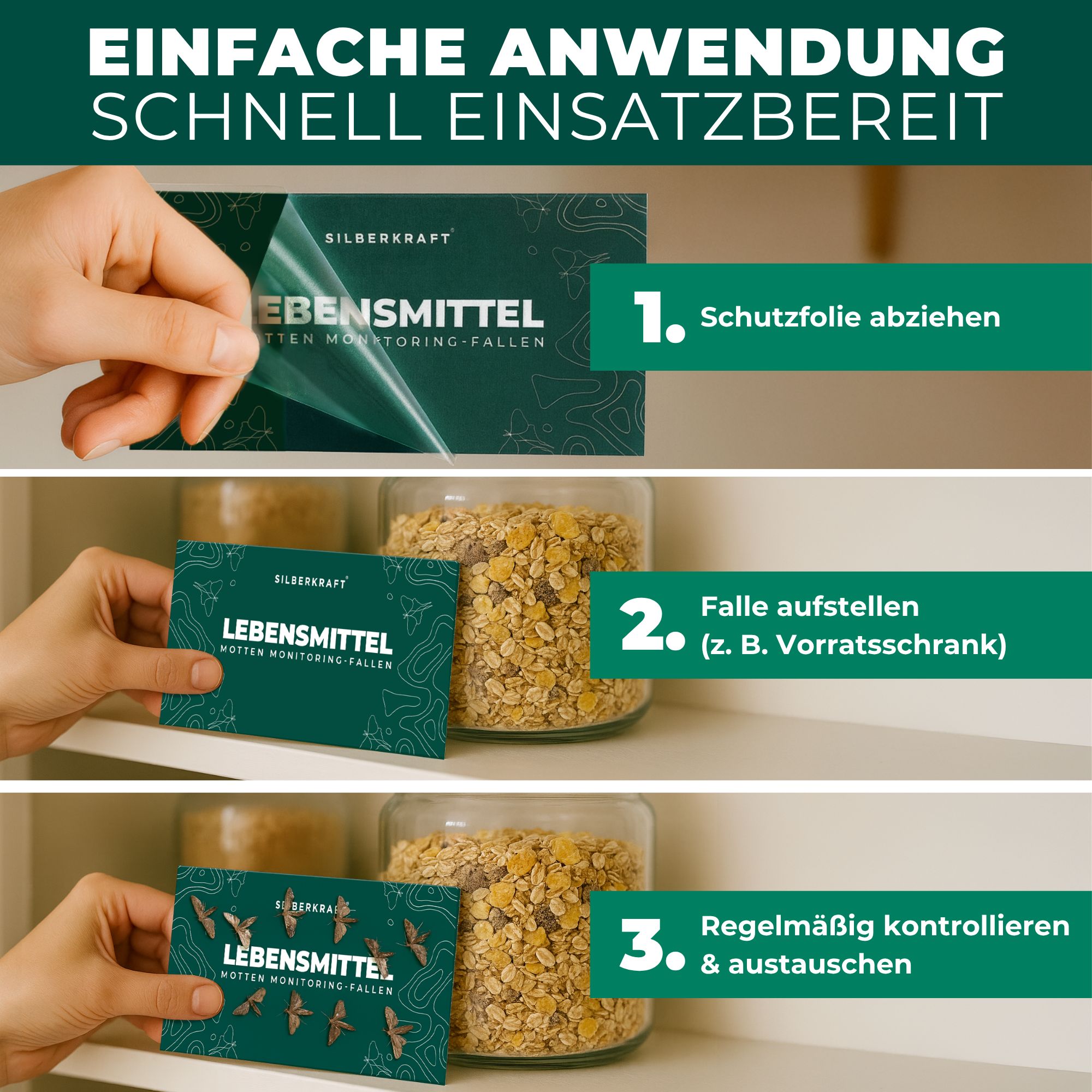Silberkraft Lebensmittelmottenfallen  inkl. Gratis E-Book