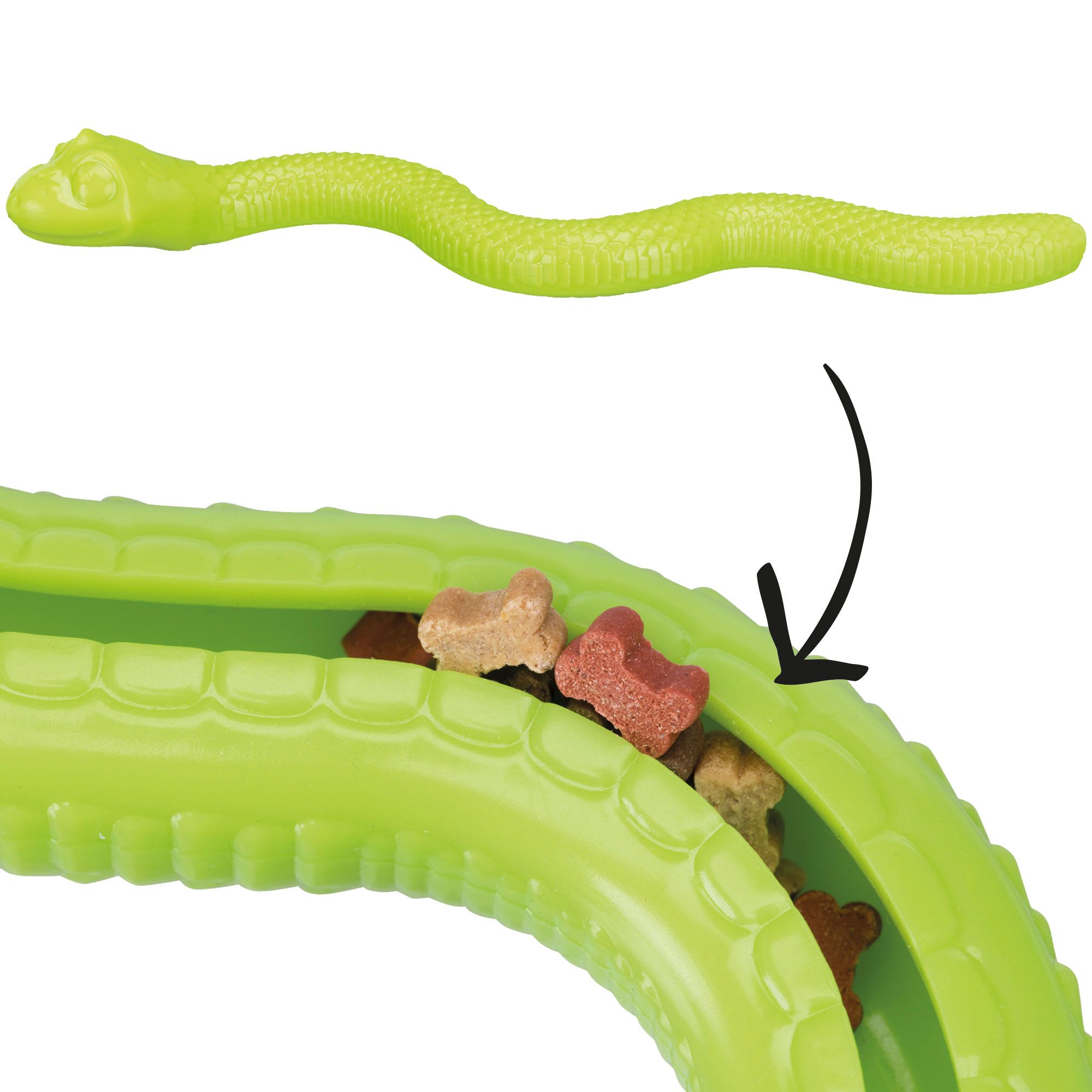 Snack Snake aus Gummi- 42 cm- mit Schlitz