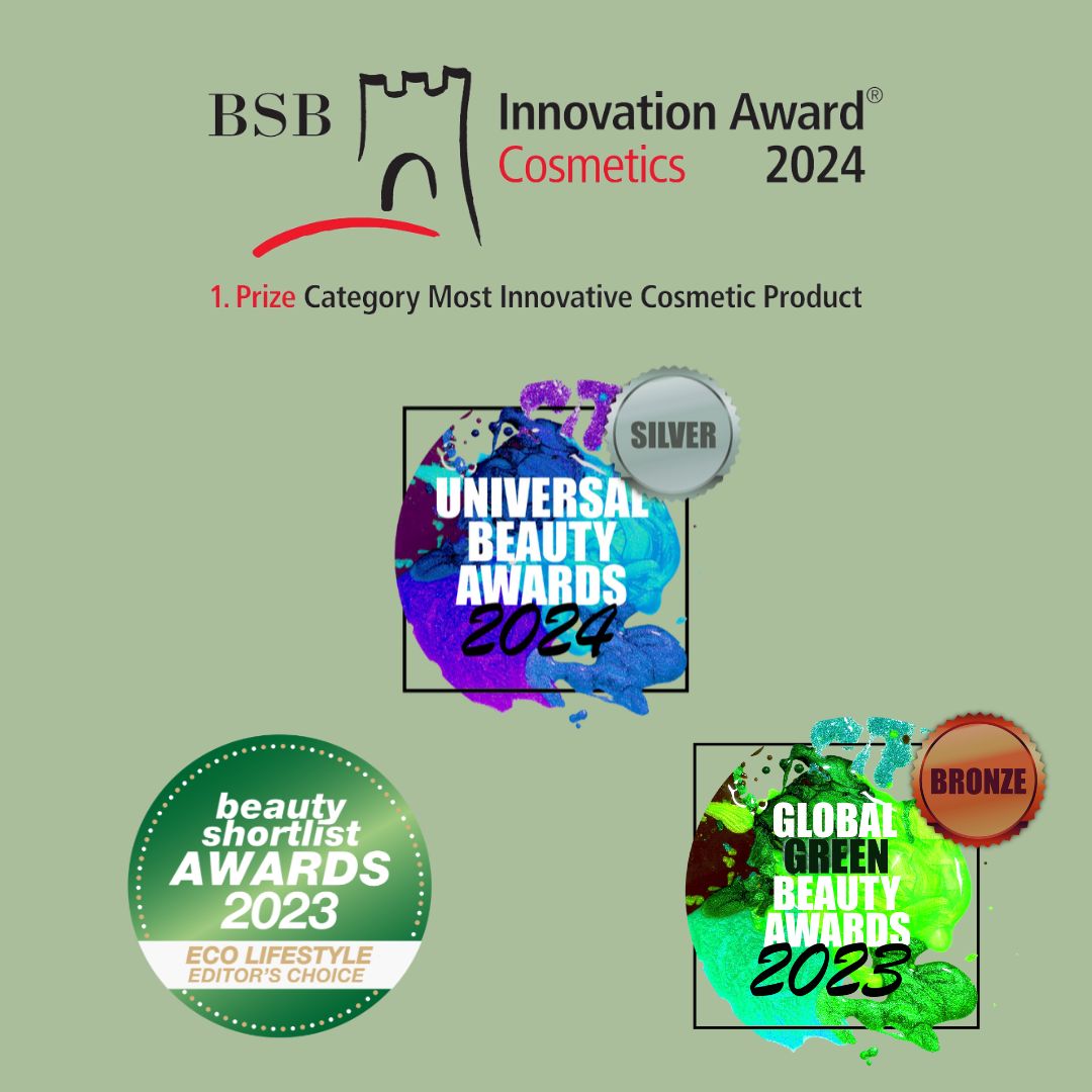 Auszeichnungen: BSB Innovation Award 2024, Universal Beauty Awards 2024 (Silber), Beauty Shortlist Awards 2023, Global Green Beauty Awards 2023 (Bronze).