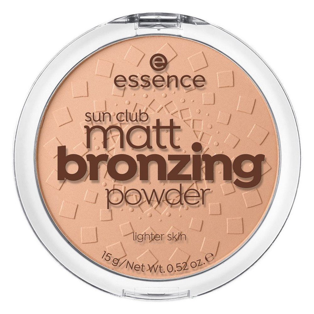 Runder Bronzer-Puder in transparenter Verpackung. Produktname und Marke deutlich sichtbar.