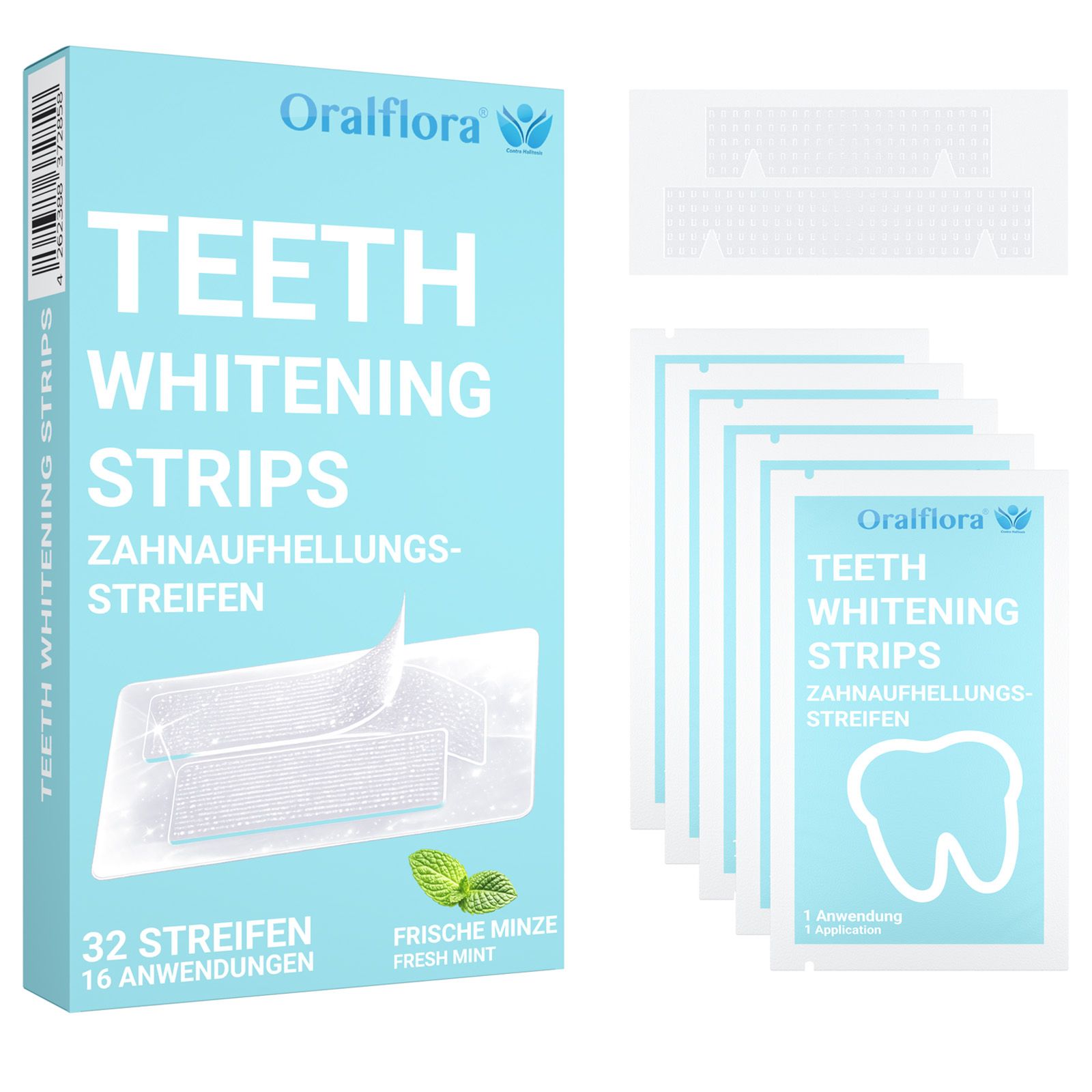 Oralflora Zahnaufhellung Bleaching – Whitening Strips, Zahnaufhellungsstreifen für weißere Zähne
