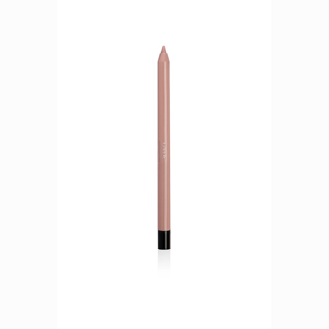 Hellrosa Lipliner-Stift mit schwarzem Ende. Der Stift ist spitz und hat einen Schriftzug.