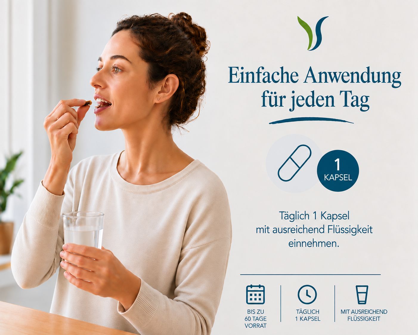 Verpackung von Curcuma longa 300 PLUS Kapseln mit Icons für Dosierung und Inhaltsstoffe.