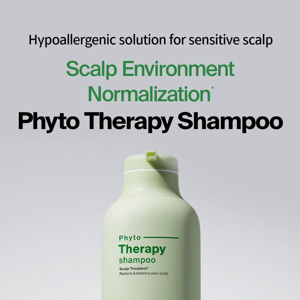 Nahaufnahme des oberen Teils einer Flasche Dr. FORHAIR Phyto Therapy Shampoo mit Text über empfindliche Kopfhaut.